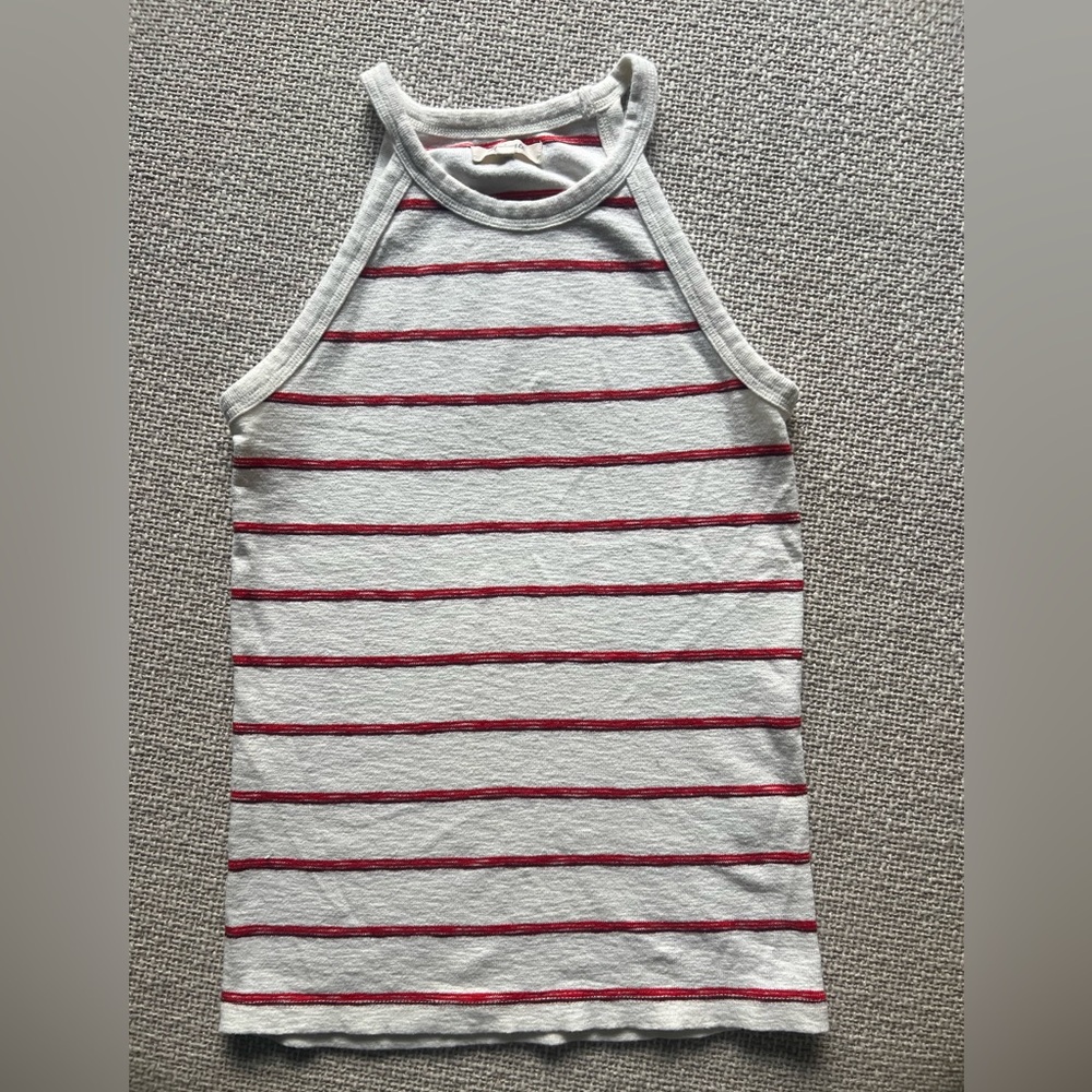 Madewell White and Red Striped Tank Top X-small